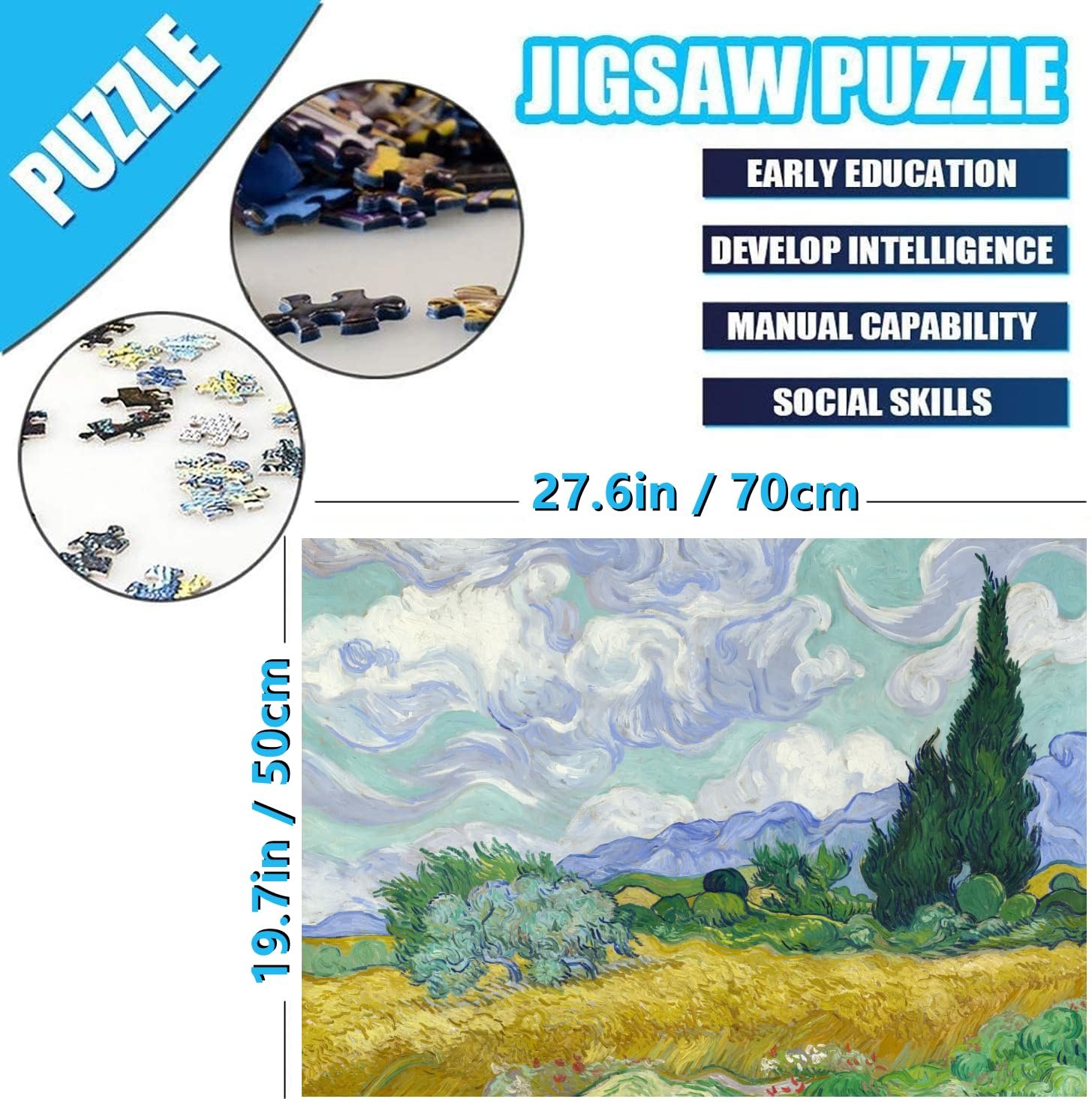 Пазл A Wheat Field with Cypresses 1000 елементів 70 x 50 см, фото №4