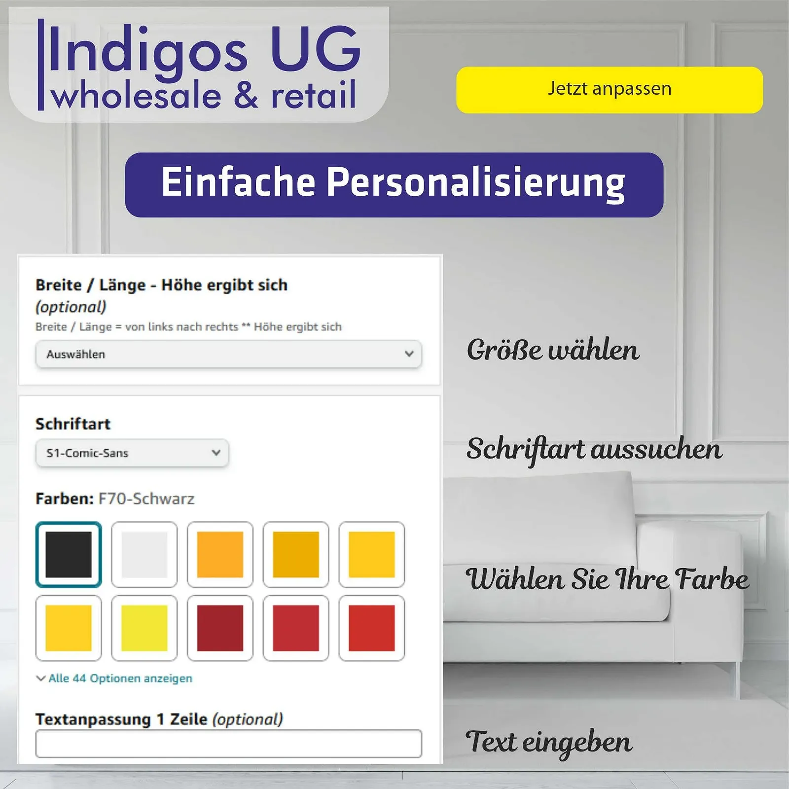 Наклейка на стіну з власним текстом Матова, фото №2