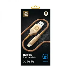 Кабель Luxe Cube Armored USB-Lightning 1м золотистый 8886668670012 - Фото 1
