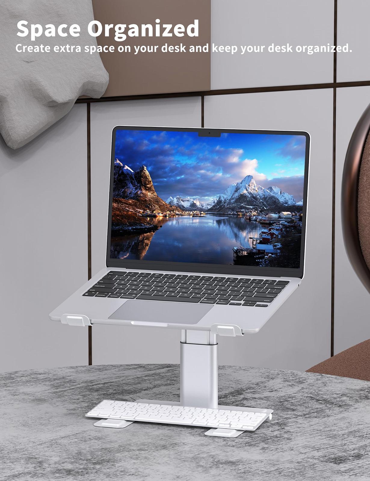 Підставка для ноутбука ALASHI Регульована по висоті Ергономічна Алюмінієва металева скоба для ПК Срібна, фото №5 Підставка для ноутбука ALASHI Регульована по висоті Ергономічна Алюмінієва металева скоба для ПК Срібна, фото №5