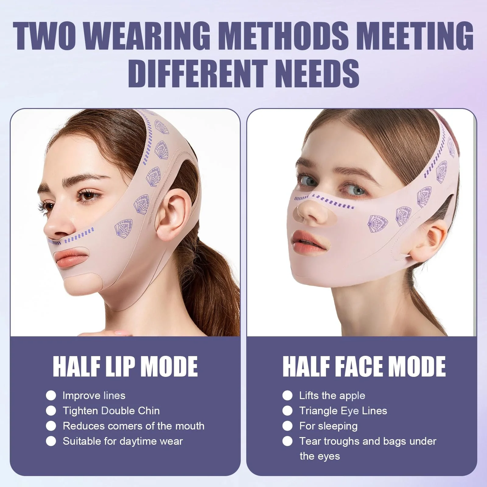 Маска для лица V-образной формы для сна (2 шт.) Маска для удаления двойного подбородка Маска для подтяжки V-линии подбородка для подбородка и дряблой кожи лица с массажной палочкой, фото №6