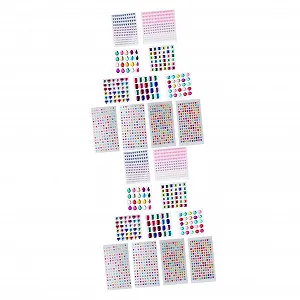 Наклейки-кристаллы Lurrose 22 листа, набор наклеек для ногтей, наклейки для лица, наклейки со стразами, сделай сам наклейки с драгоценными камнями, набор акриловых аппликаций для детей - Фото 1