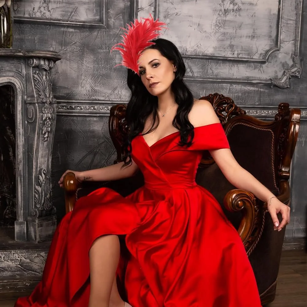 Вінтажний обруч для волосся з пір'ям, фото №5