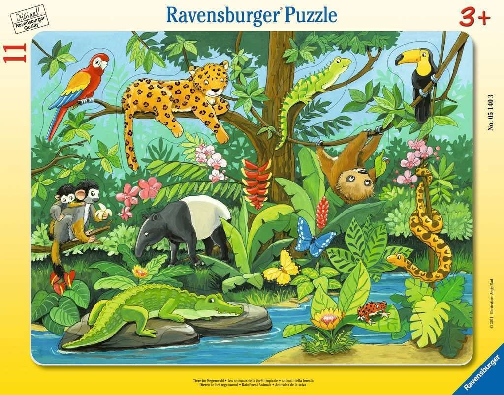 Детский пазл-рамка Ravensburger Animals in the Rainforest 05140 11 элементов, фото №1 Детский пазл-рамка Ravensburger Animals in the Rainforest 05140 11 элементов, фото №1