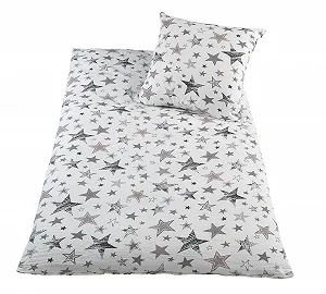 Комплект постільної білизни BaSaTex Luna Stars жатка (Seersucker) 100% бавовна 135 x 200 см Сірий synthetic.ua - Фото 1