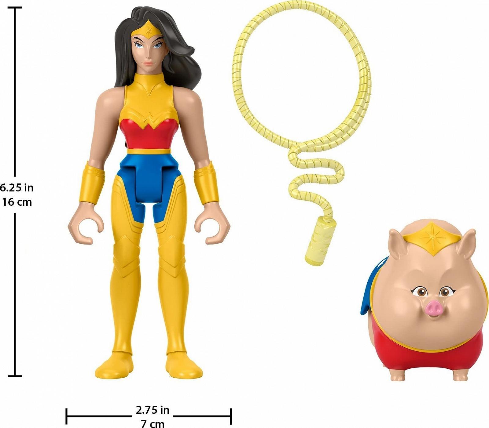 Фигурки Fisher-Price DC Super Pets Чудо-женщина и PB, набор из 2 подвижных фигурок и аксессуаров, фото №4
