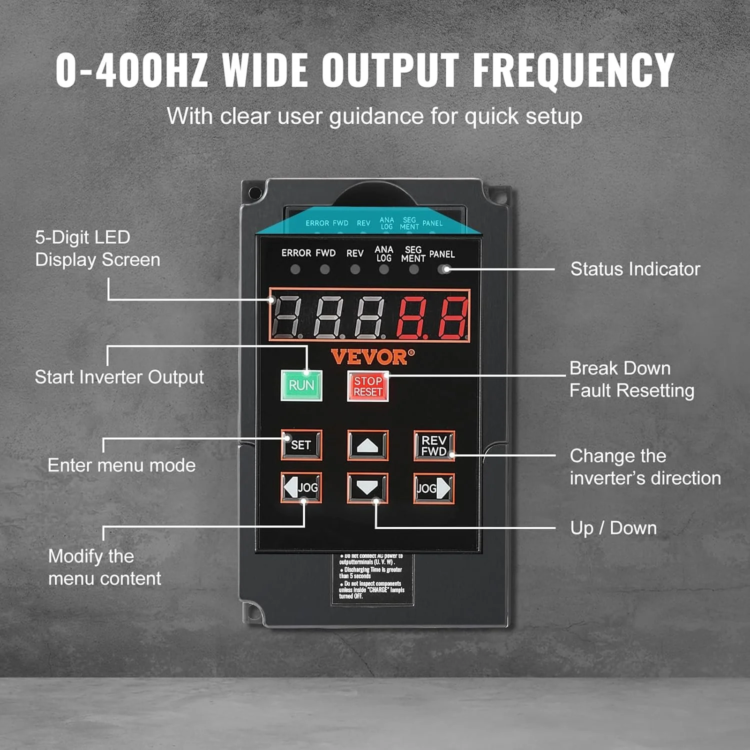 Частотний перетворювач VEVOR 1.5 кВт 3-фазний Чорний, фото №6