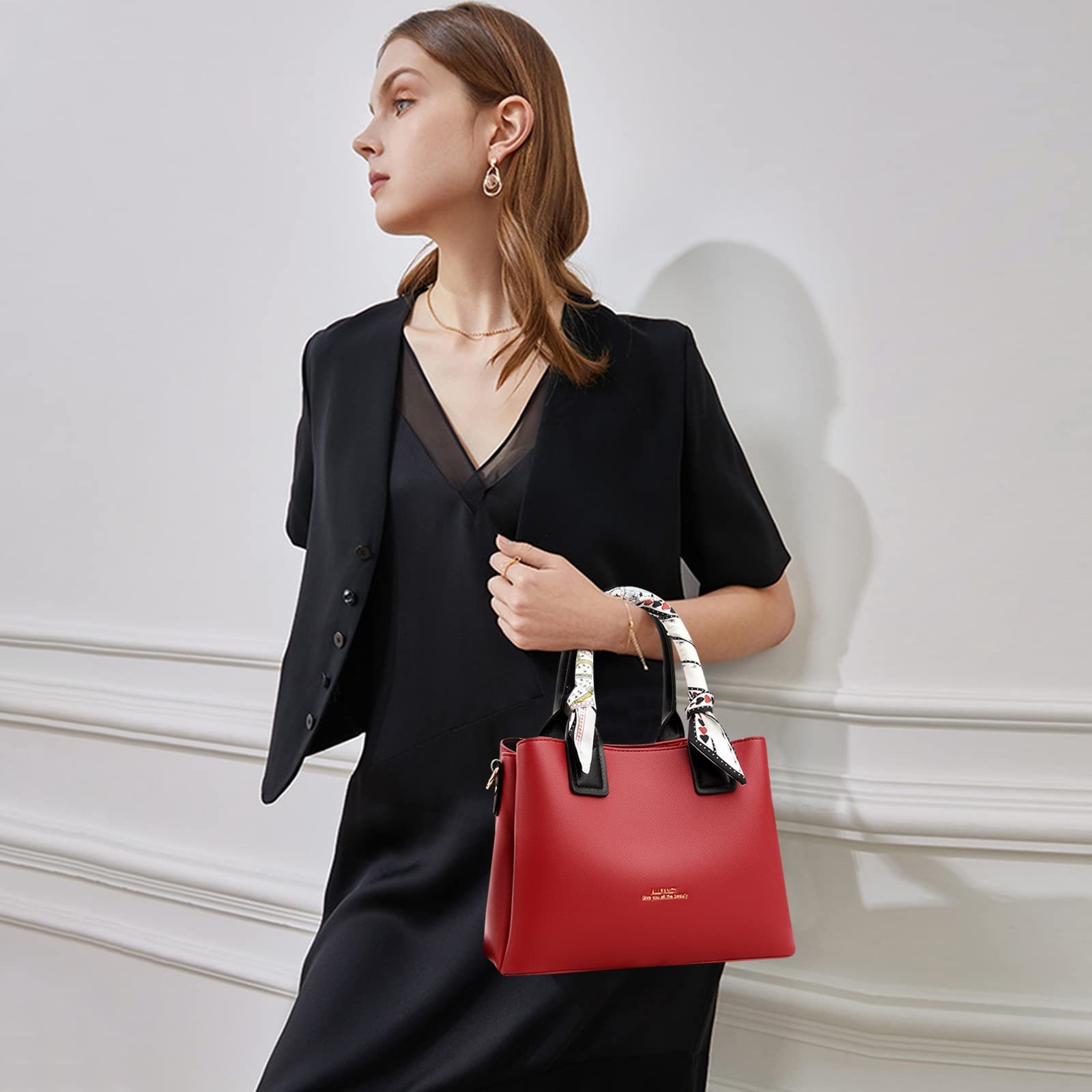 Сумка з верхньою ручкою NICOLE & DORIS, елегантна, Shopper, зі штучної шкіри, з трьома відділеннями, червона, фото №5