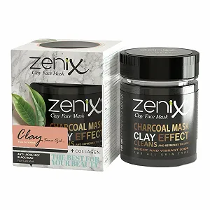 Маска для лица Zenix Clay Charcoal 190 г, маска для лица с глиной, средство для ухода за лицом с минералами и древесным углем для мужчин и женщин - против прыщей, угрей и загрязнений - Фото 1