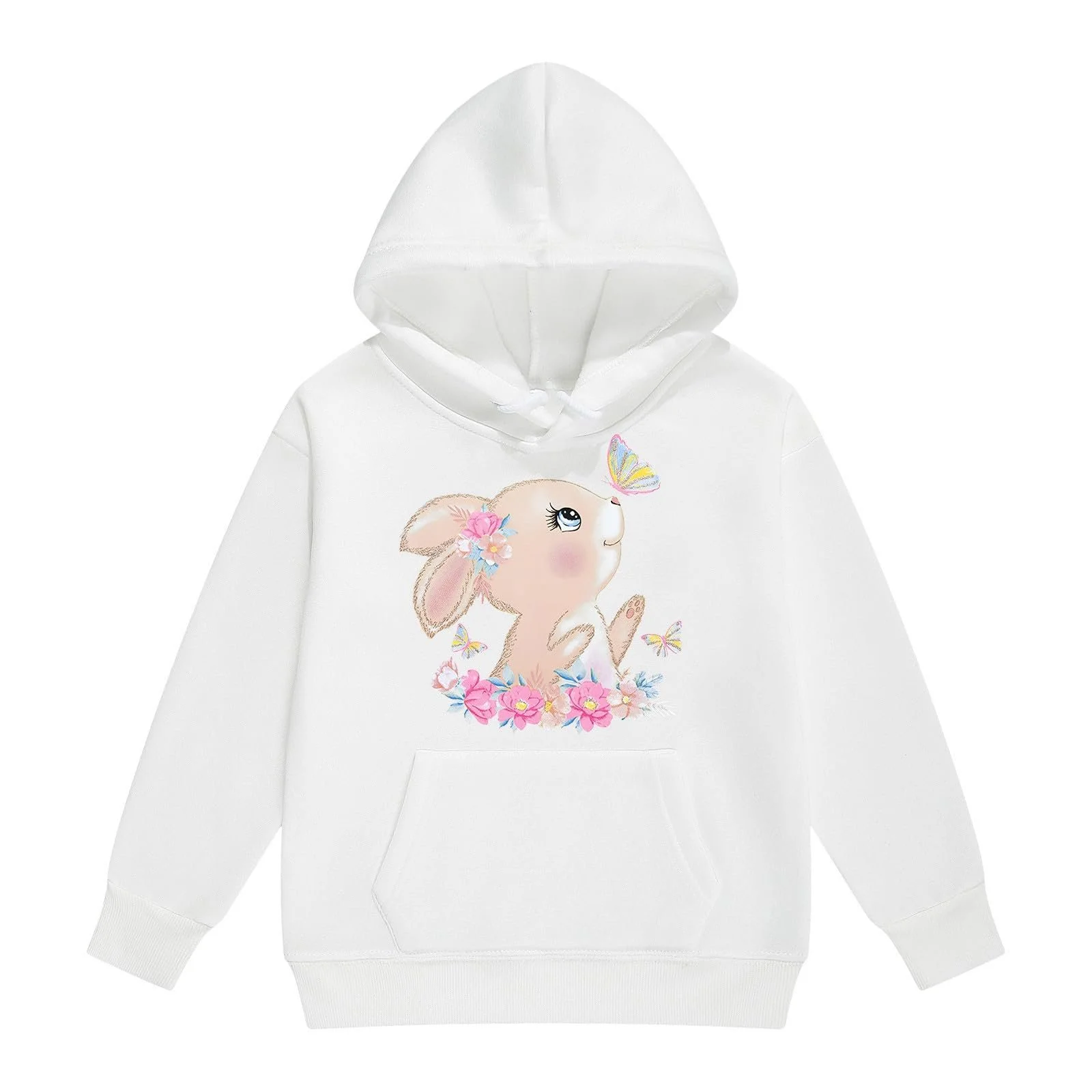 Худи для девочки 140, Пуловер с принтом зайчика, Теплая флисовая куртка, фото №1