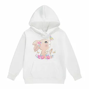 Худі для дівчинки, Пуловер з принтом зайчика - Фото 1