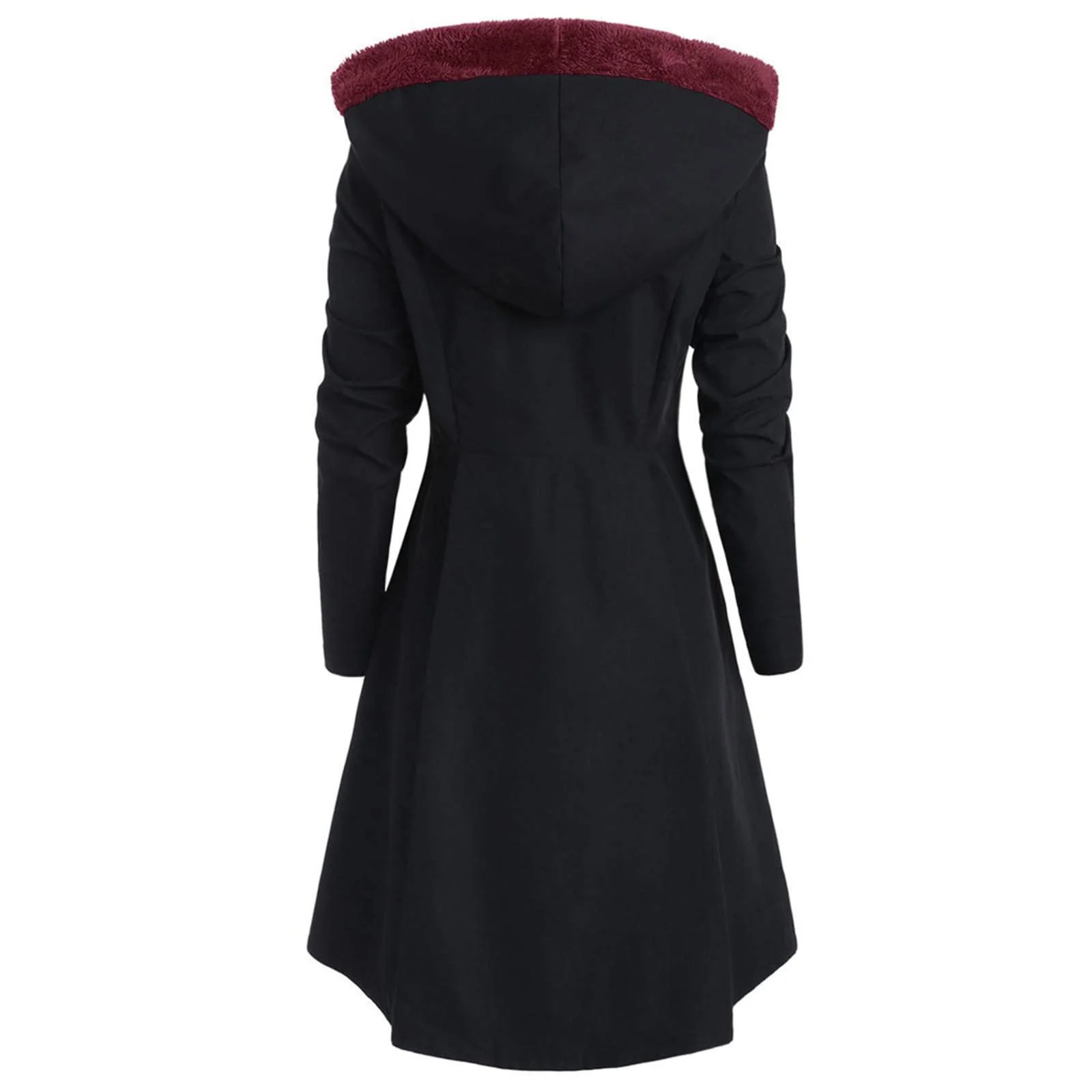 Пальто Жіноче Асиметричне Флісове З Капюшоном Однобортне Довге На Ґудзиках, фото №4 Пальто Жіноче Асиметричне Флісове З Капюшоном Однобортне Довге На Ґудзиках, фото №4