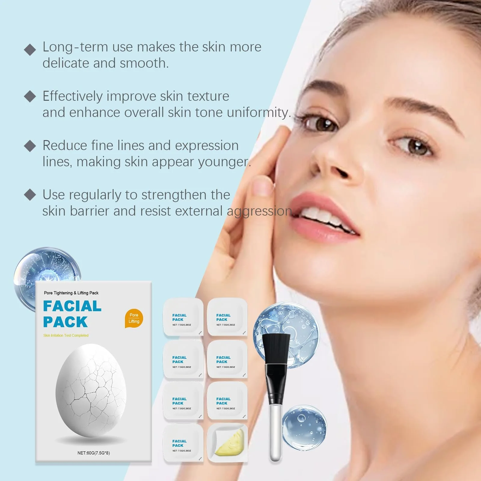 Маска для обличчя Tkekruh Набір з 8 масок для контролю шкірного сала Зволоження та Омолодження, фото №2