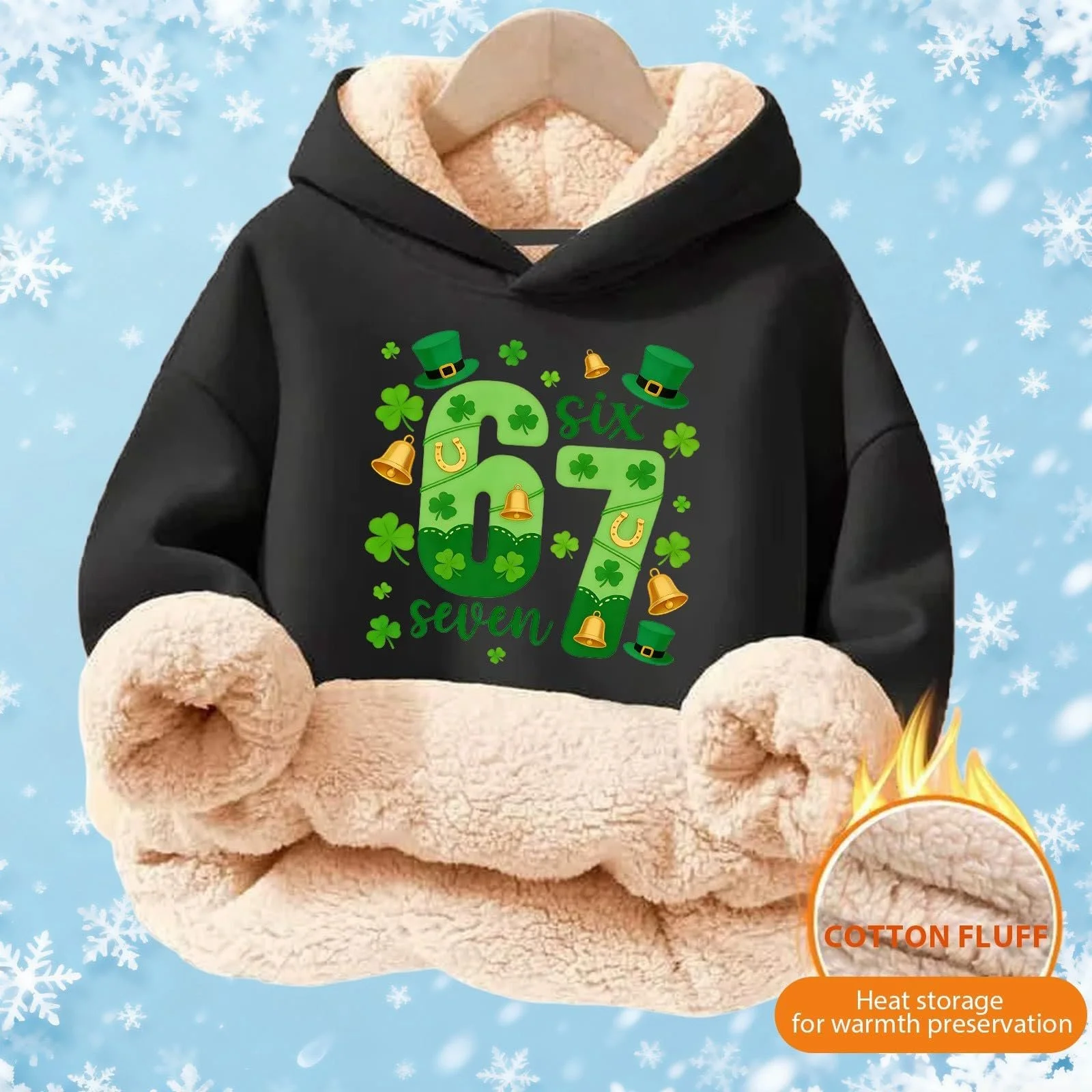 Худи с мемом 67 Six Seven для мальчиков, плюшевый худи с длинными рукавами и принтом 67, повседневный свитшот, преппи пуловер, куртка для девочек и мальчиков в повседневном стиле, фото №2
