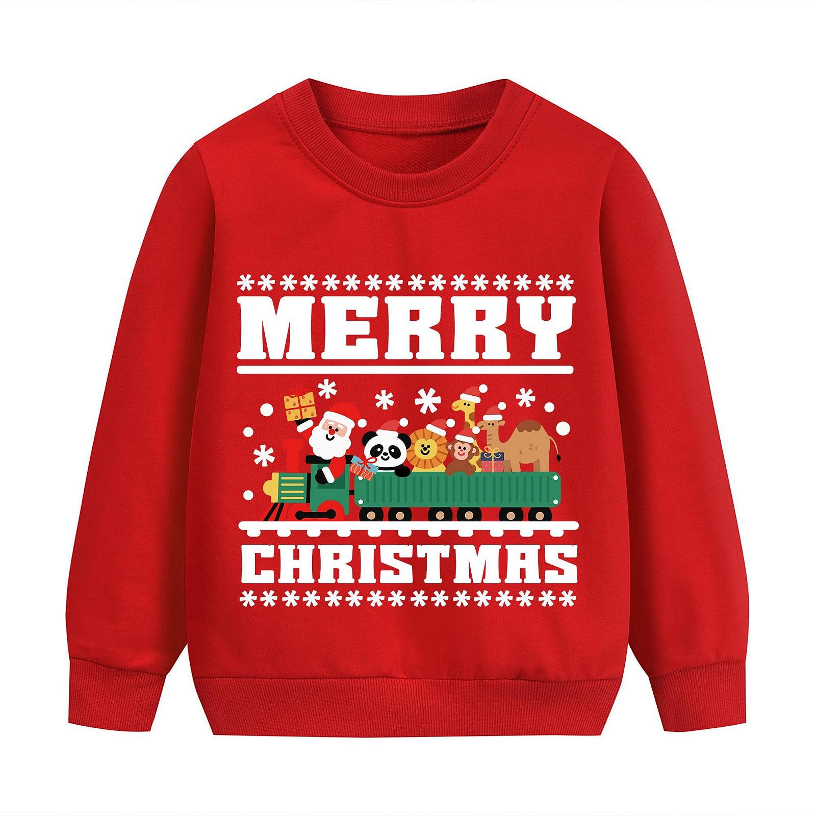 Рождественский джемпер для мальчиков Детский рождественский наряд Рождественские наряды Санта одежда 2-7 лет, фото №1