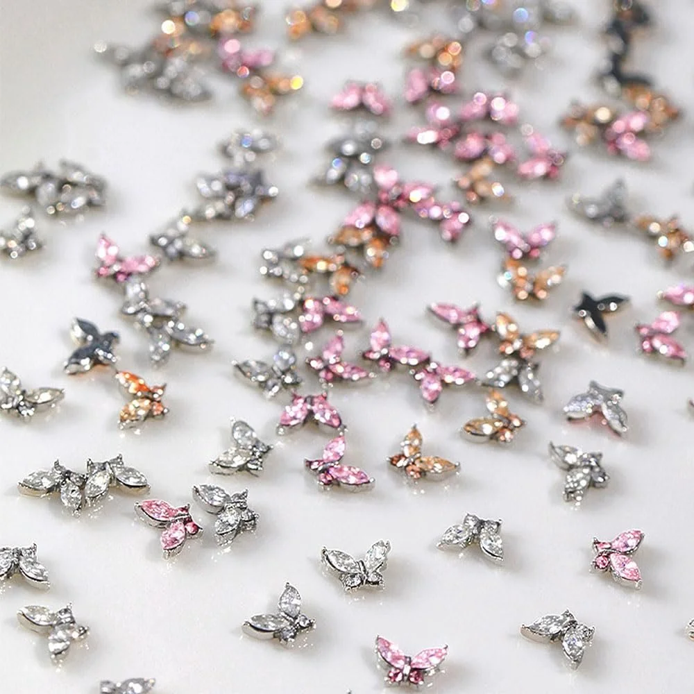 Украшения для ногтей Бабочки Zircon Mini Y2K Белый Шампань Розовый Кристалл, фото №12