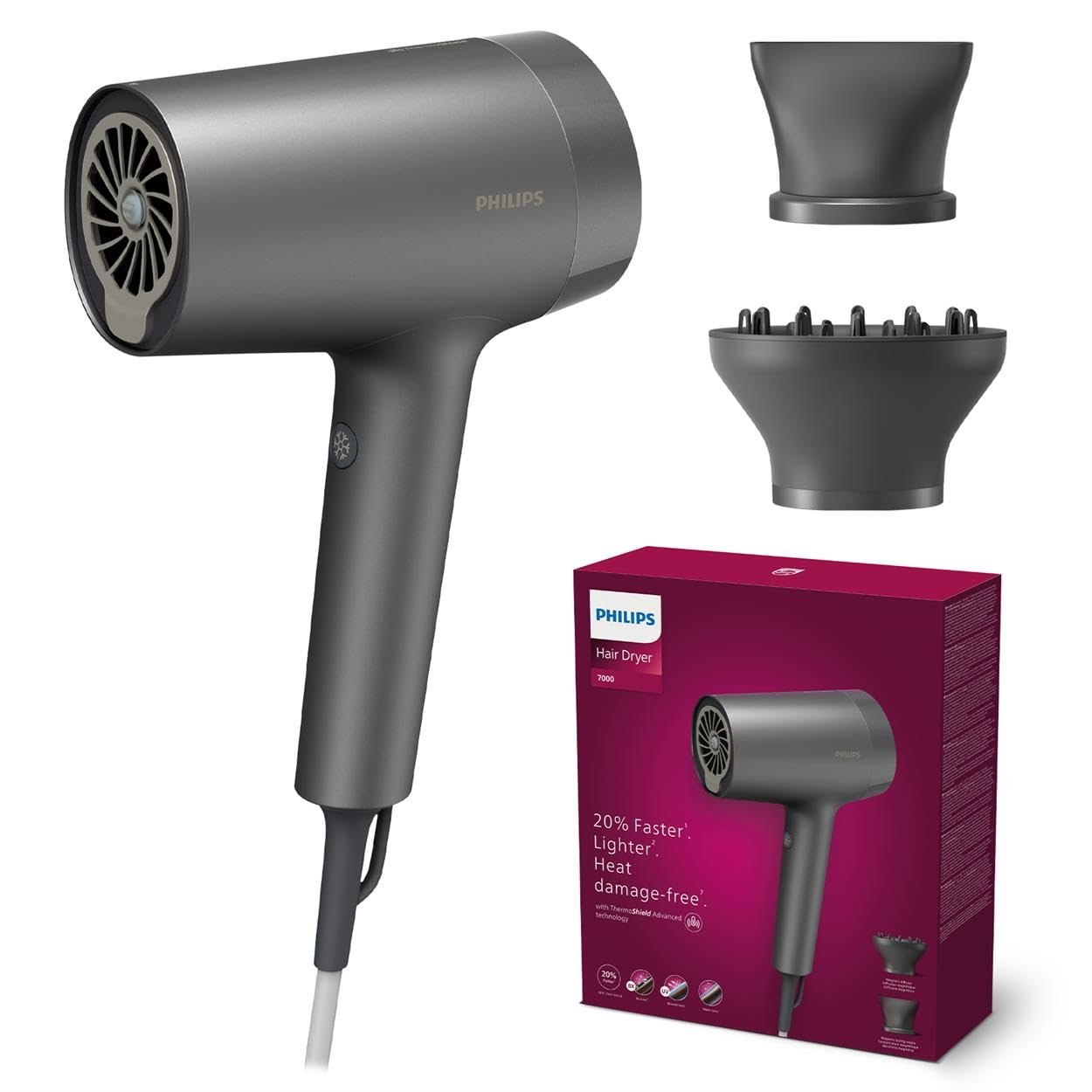 Фен Philips серии 7000 BHD713/10 1800 Вт с насадкой и диффузором, фото №1
