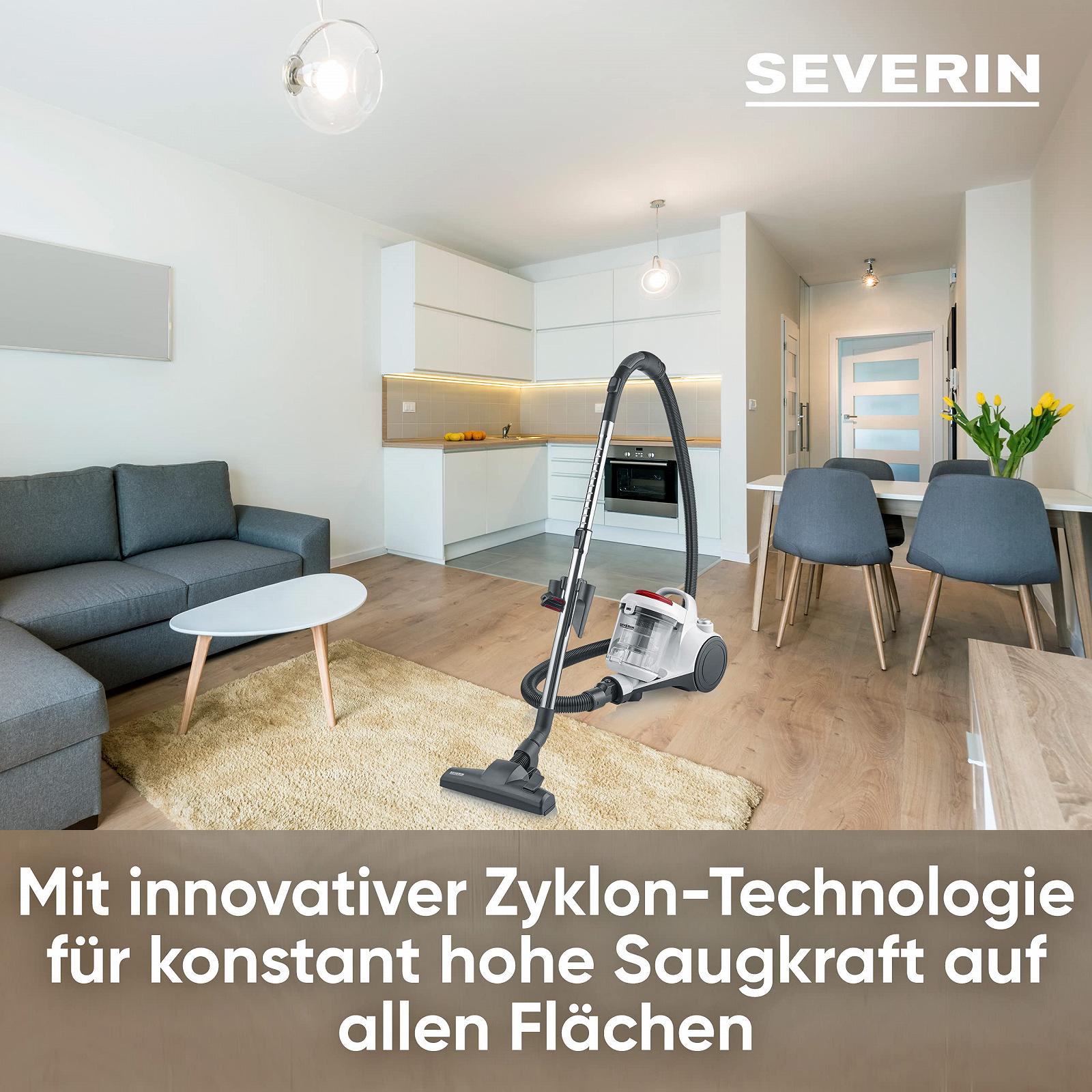 Пылесос SEVERIN CY 7106 2 л белый/серебристый/красный, фото №3 Пылесос SEVERIN CY 7106 2 л белый/серебристый/красный, фото №3