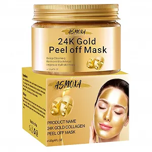 Маска-пленка 24k Golden с коллагеном, Золотая маска для очищения, Антивозрастная маска для лица против морщин, Увлажняющая, для упругости и омоложения кожи, для сияющей, молодой кожи, 120 мл - Фото 1
