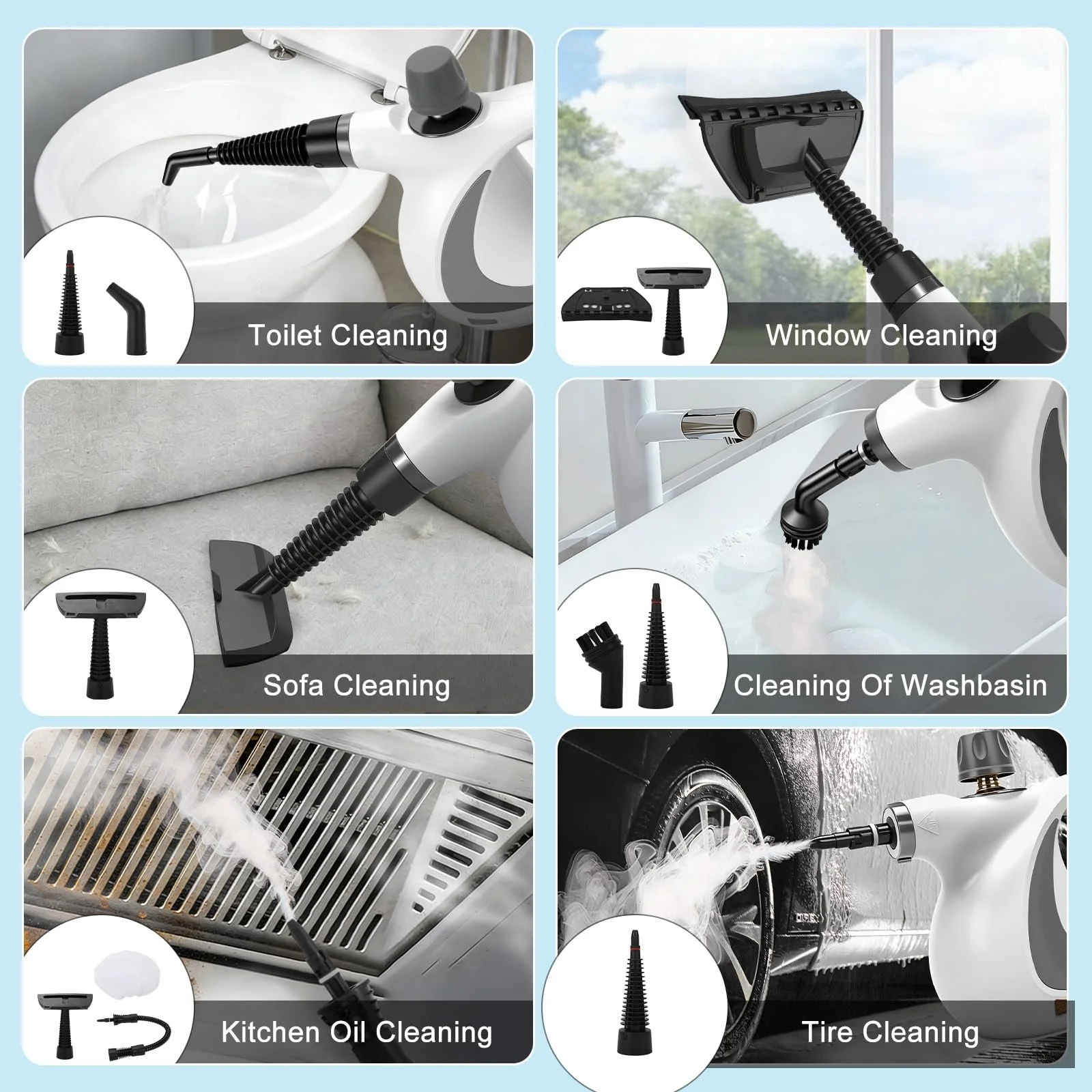 Ручний пароочисник 350 мл 3.2 Бар 13 аксесуарів, фото №4