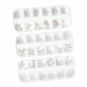 Стразы для ногтей Housoutil, 3 коробки, бриллиантовые украшения, подвески, рождественские украшения, плоские, хрустальные аксессуары Alien - Фото 1
