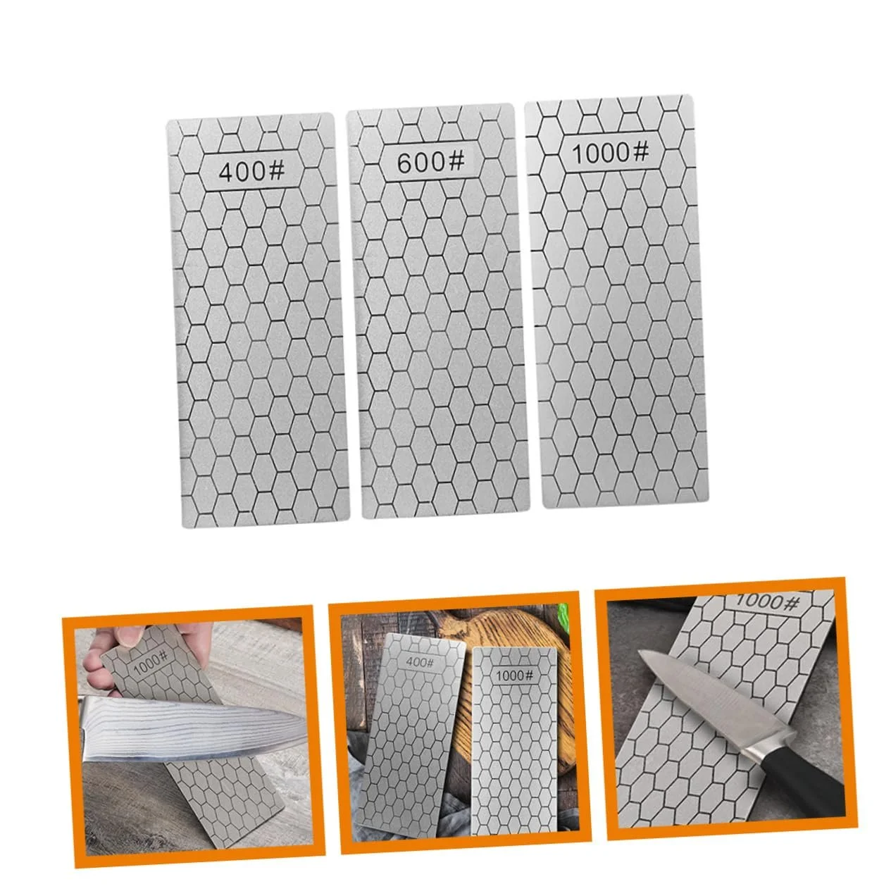 Набір інструментів для заточування ножів із 3 предметів круглий двосторонній з ручкою Diamond Silver, фото №9