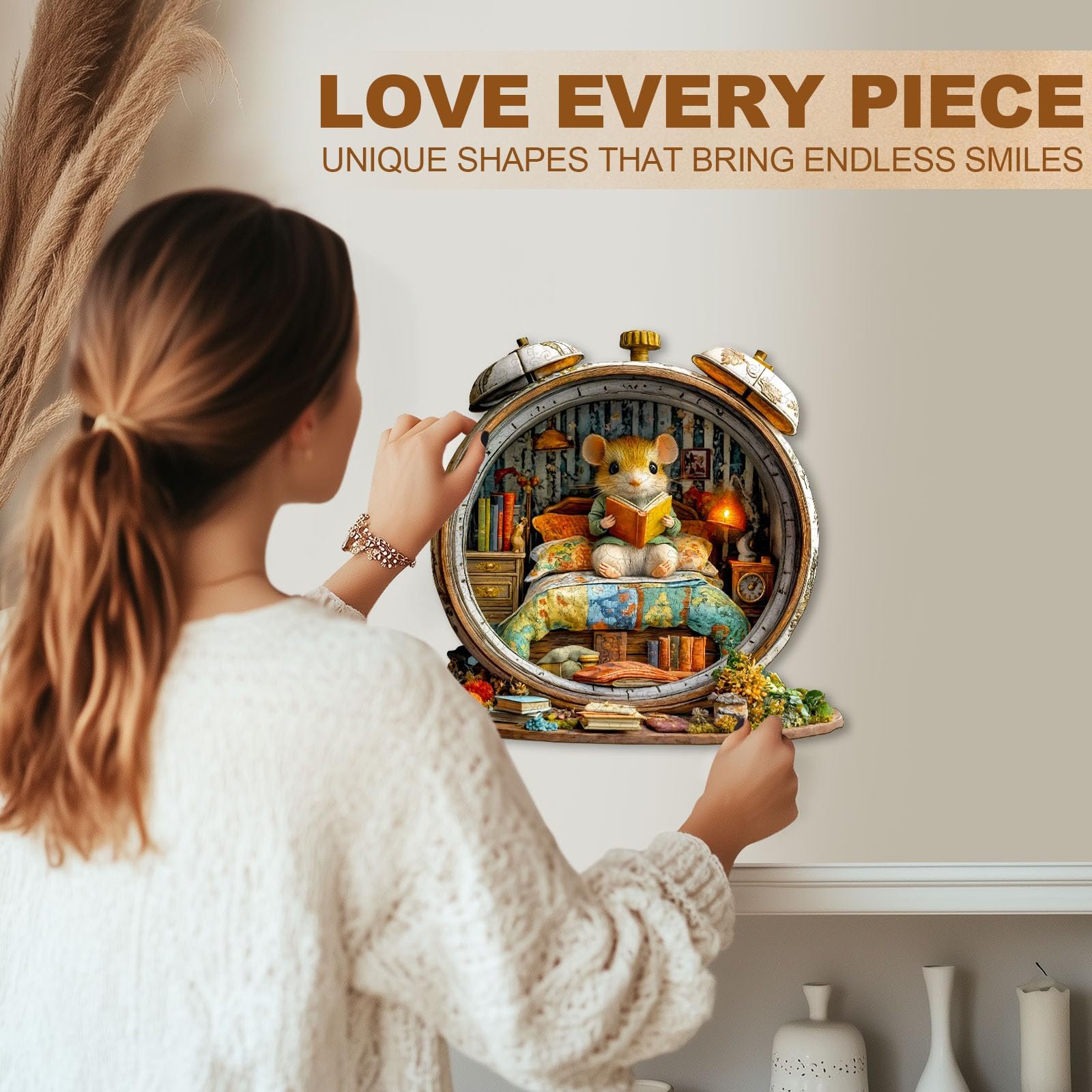 Деревянный пазл WOODBESTS Alarm Clock Mouse 255 элементов 34 x 32.7 см, фото №5