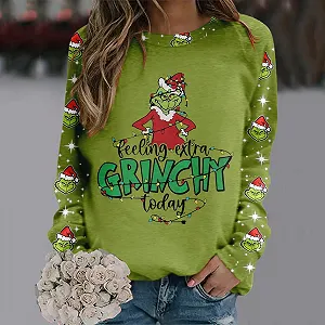 Рождественский джемпер BHXUTK Женская кофта Рождественская уродливая рождественская футболка для женщин Круглый вырез Длинный рукав Футболки Повседневная смешная снежинка с принтом Свободные свитшоты synthetic.ua - Фото 1