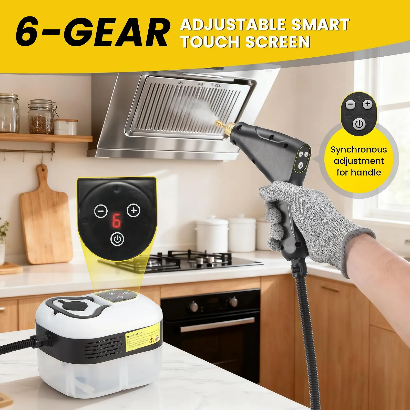 Ручний пароочисник Dyna-Living 2500 W 4.5 bar 1200 мл Білий, фото №3