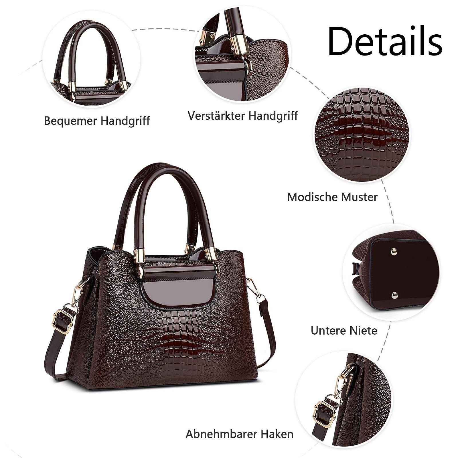 Сумка жіноча FOLOVEYA, з верхньою ручкою, візерунок крокодила, маленька, зі штучної шкіри, кавова, фото №5
