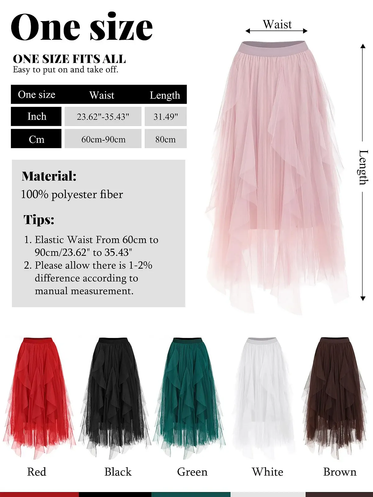 Спідниця з тюлю DGSHIRLDJO Жіноча Довга Еластична, фото №3