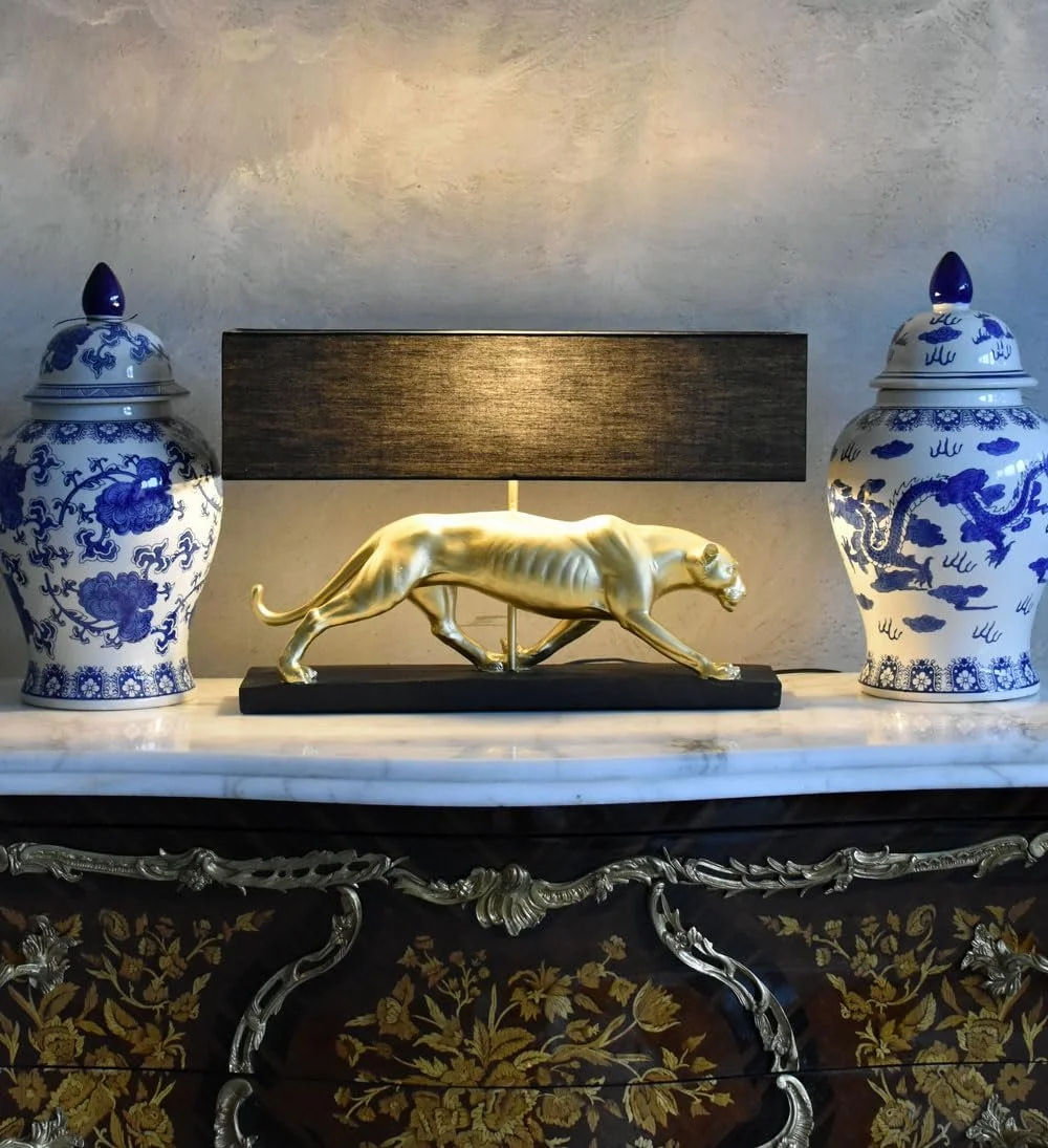 Настольная лампа PALAZZO INT Art DÉCO Villa Metropolis Леопард Золотой и Черный 40 x 60 x 14 см E27, фото №2