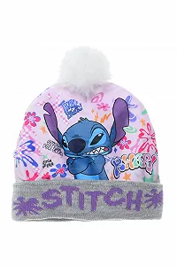 Шапка зимова Disney Lilo and Stitch для дівчаток з помпоном, візерунок Stitch (Number 52, Grey) Сірий, 52 - Фото 1