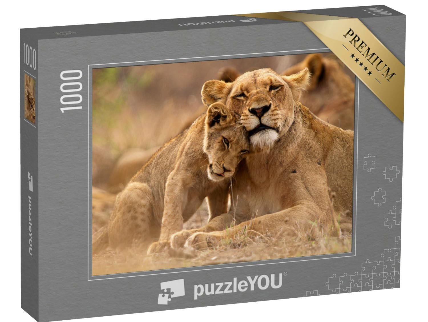 Пазл puzzleYOU Puzzle Collection Lions, Safari, Animals in Savannah & Desert Львица и львенок в национальном парке Крюгера, ЮАР 1000 элементов, фото №1