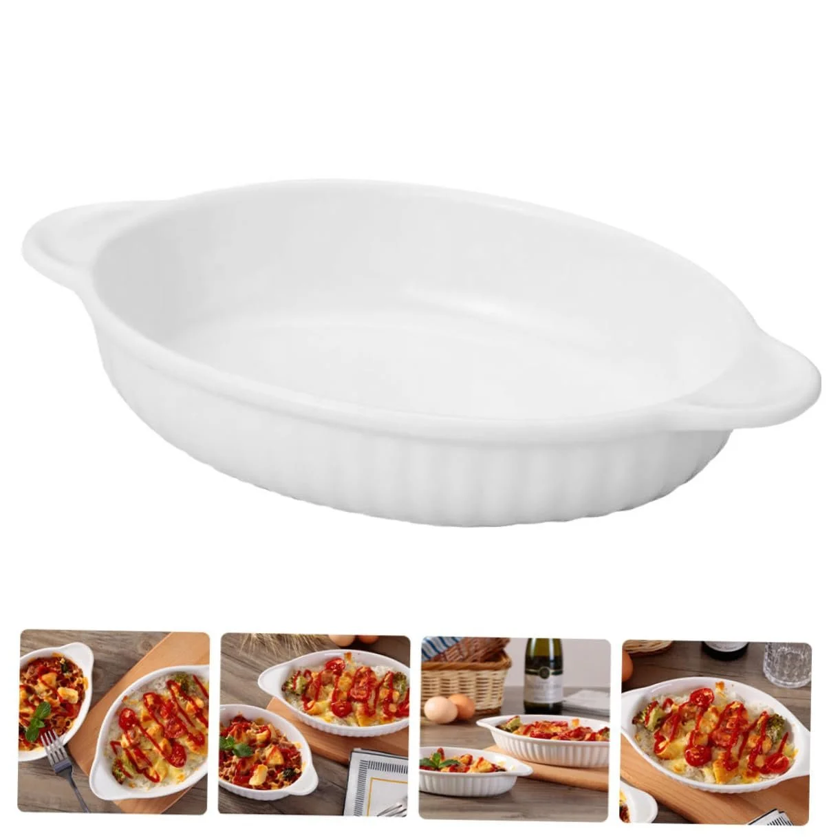 Форма для запікання керамічна овальна VALICLUD з двома ручками термостійка, фото №9 Форма для запікання керамічна овальна VALICLUD з двома ручками термостійка, фото №9