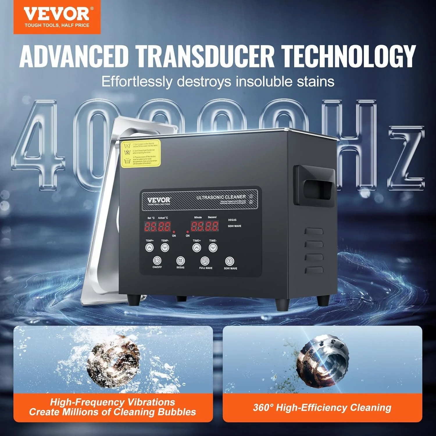 Ультразвуковой очиститель Vevor Ultrasonic Cleaner K2-F3 Black, фото №3 Ультразвуковой очиститель Vevor Ultrasonic Cleaner K2-F3 Black, фото №3