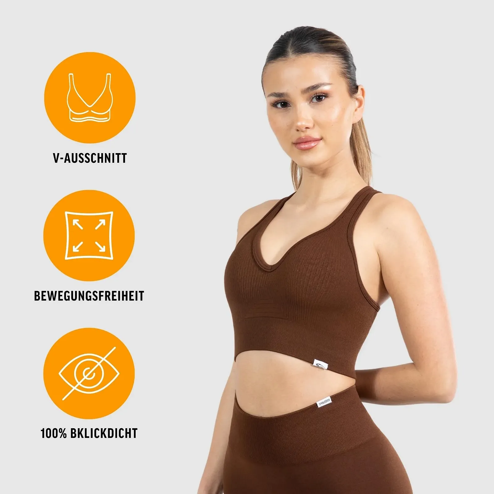 Спортивный бюстгальтер SMILODOX Amaze Pro бесшовный в рубчик непрозрачный, фото №2