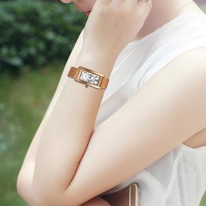 Женские часы JewelryWe Кварцевые Аналоговые Прямоугольный Циферблат с Римскими Цифрами Черный/Белый synthetic.ua - Фото 1