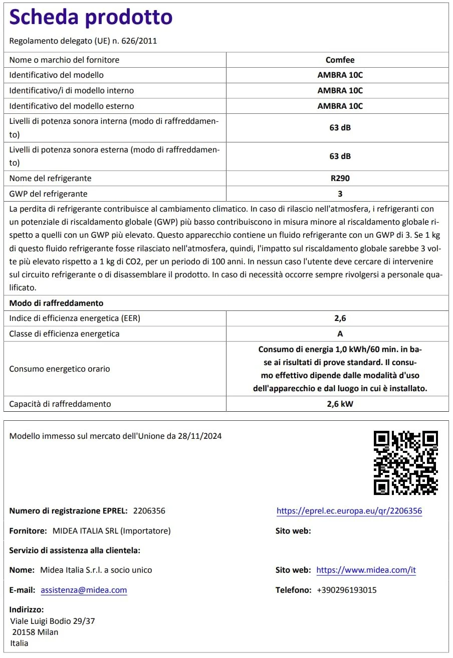 Портативный кондиционер COMFEE' AMBRA 10C 2.6 кВт 3-в-1 24-часовой таймер, фото №8