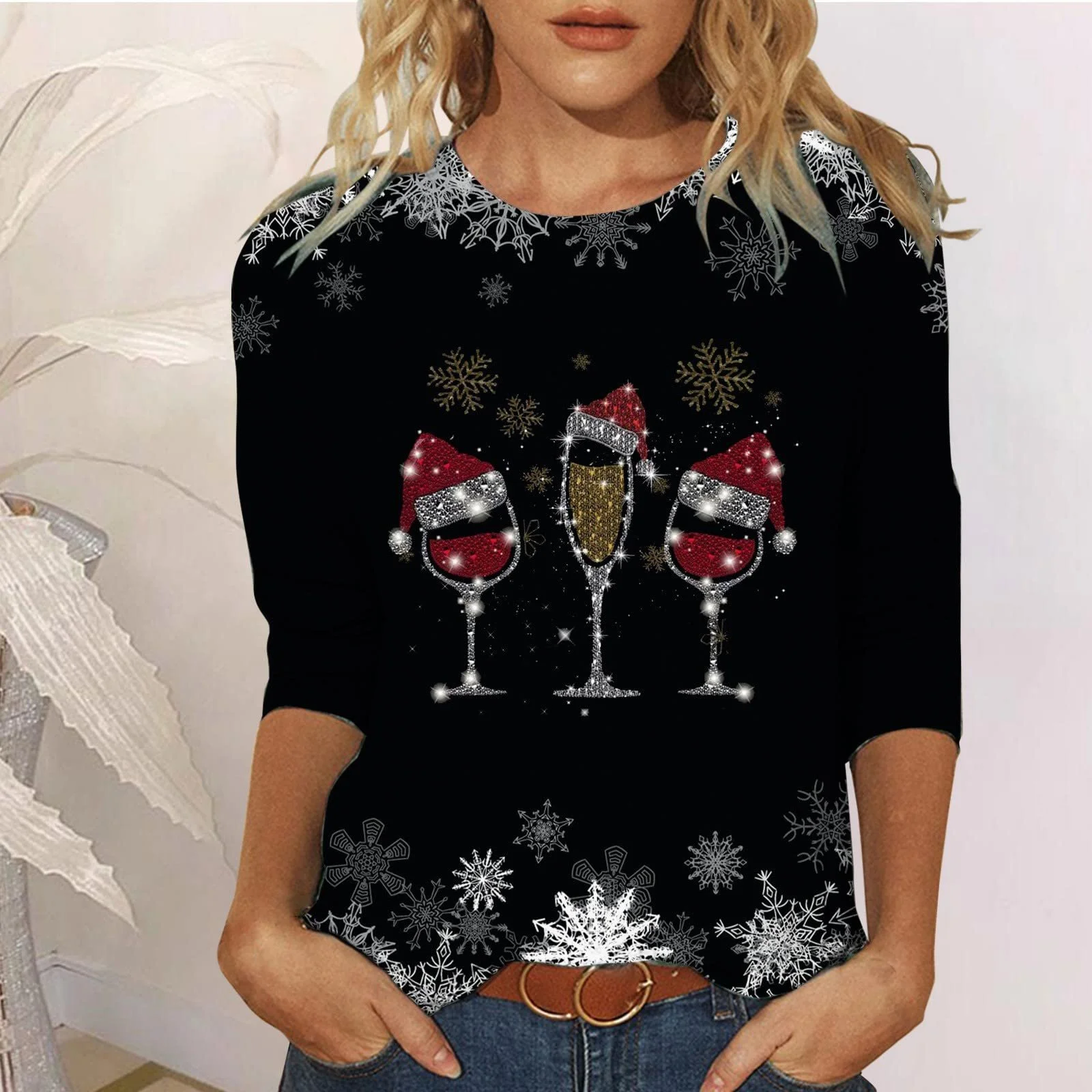 Різдвяний светр Круглий виріз Смішний різдвяний Светр принт, фото №5