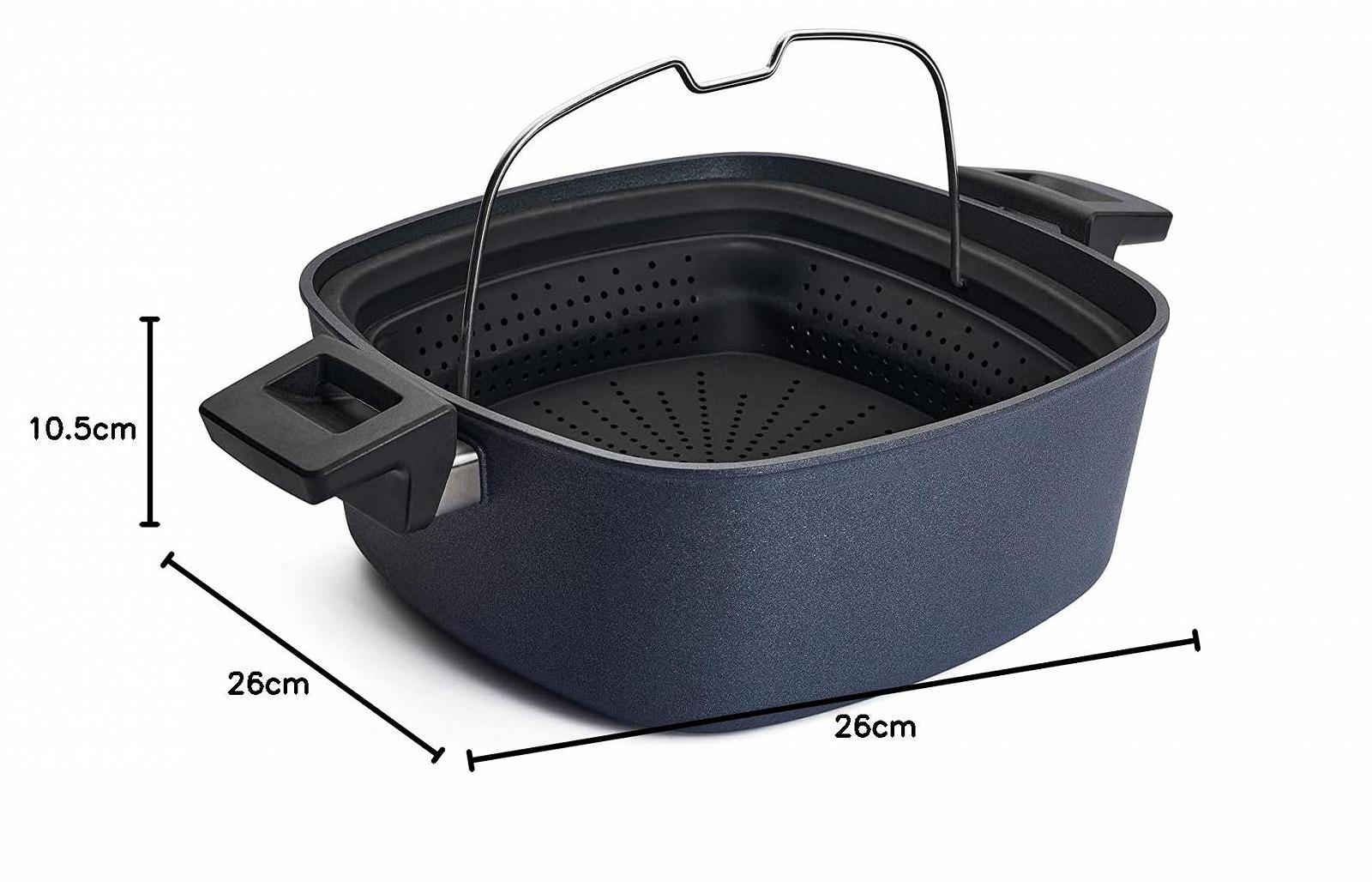 Кастрюля Woll Active Lite Square Casserole Dish с крышкой и силиконовой вставкой 26х26х10,5 см 5,5 л индукционная, фото №6 Кастрюля Woll Active Lite Square Casserole Dish с крышкой и силиконовой вставкой 26х26х10,5 см 5,5 л индукционная, фото №6