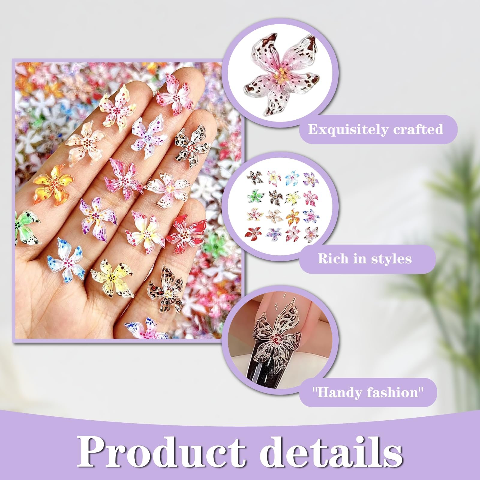 Квіти, каміння та смола, 60 шт, фото №3