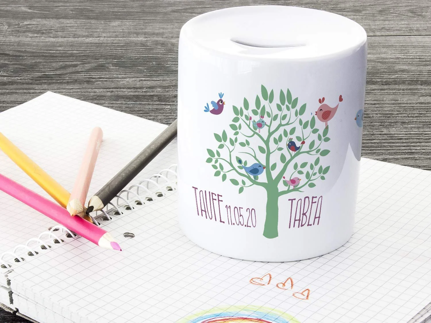 Скарбничка GRAZDesign Хрещення керамічна Дерево з птахами, фото №4