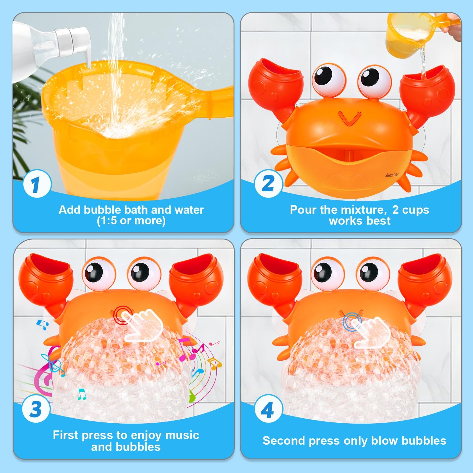 Іграшка для ванни Краб Gigilli, Акумуляторна машина для бульбашок, фото №5