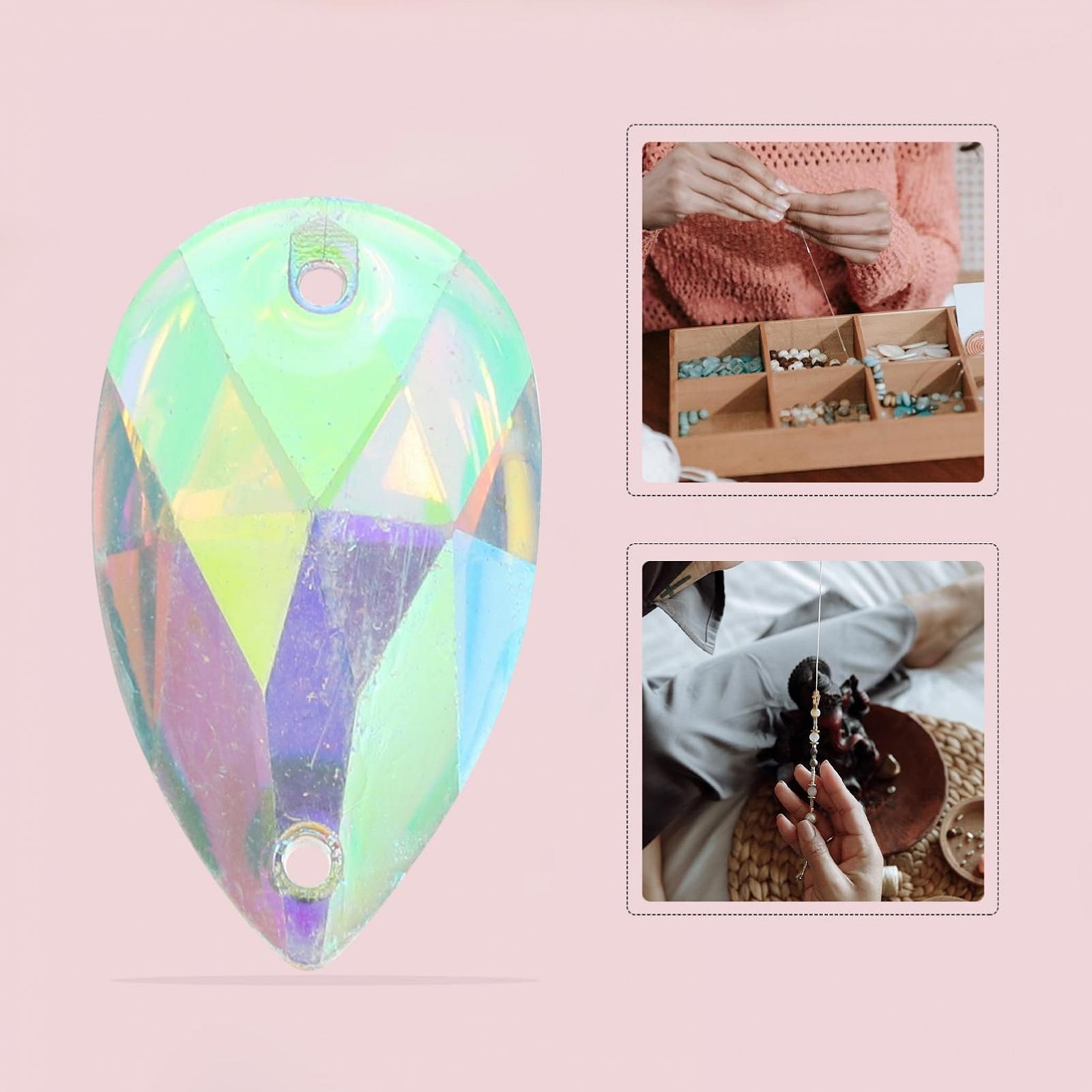 Краплі Смолисті Кришталі Набір з Бісеру Плоска Задня Частина Стрази для Костюмів 17 x 28 мм, 3 набори по 50 штук, фото №4