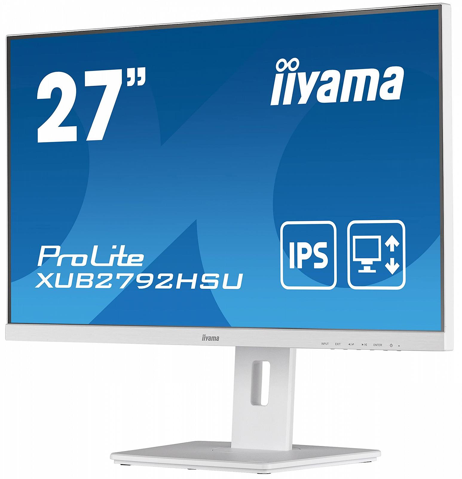 Монитор iiyama ProLite XUB2792HSU-W5 68,6см 27 дюймов IPS LED Full-HD VGA HDMI DP USB2.0 Ultra-Slim-Line Регулировка высоты Pivot белый, фото №4