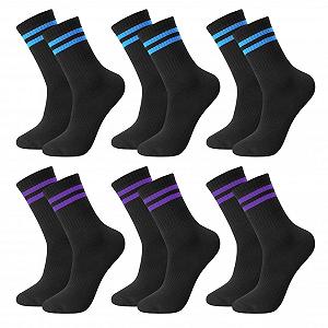 Женские теннисные носки 6 пар Черный Полосатый 39-42 - Фото 1