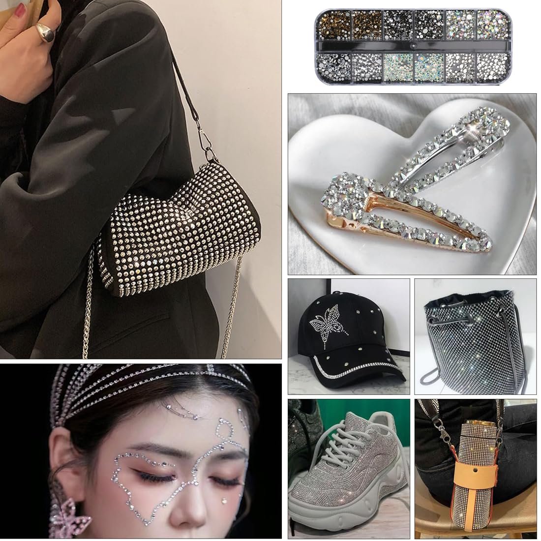 Стрази для нігтів, 2 коробки/12 відділень, намистини, фото №3