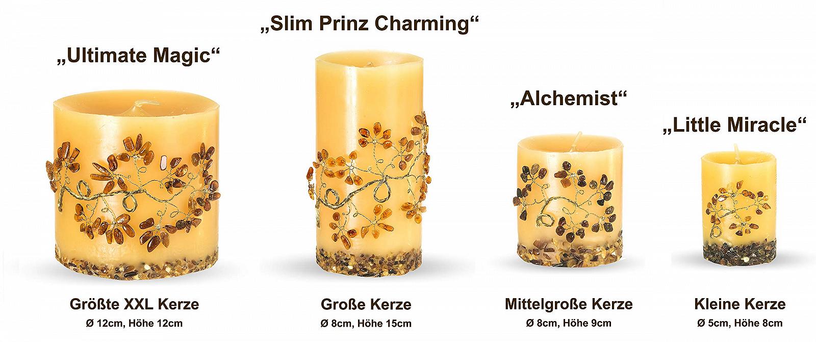 Свеча ANDANTE Premium Пчелиный воск Украшена натуральным янтарем Балтийского моря Slim Prince Charming Большая, фото №5