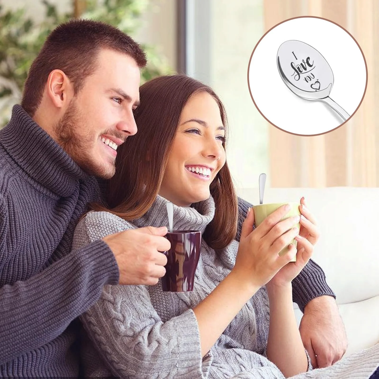 Набір з 6 гравірованих ложок, кавові ложки з гравіюванням, фото №5